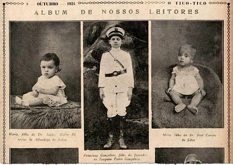 otos de crianças publicadas em 1924 pela revista infantil “O Tico-Tico” (Foto: Biblioteca Nacional Digital/Agência Senado)
