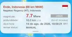 Terremoto de 7,7 graus atinge a costa da Indonésia Centro Sismológico Euro-Mediterrânico (EMSC)